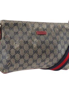 GUCCI GG Crystal Sherry Line Bag Coated Canvas Navy Gold 189749 Auth 173822